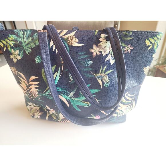 Vince Camuto Leather Top Zip Saffiano Floral Print Didi Tote Tropical Designer - Picture 5 of 16